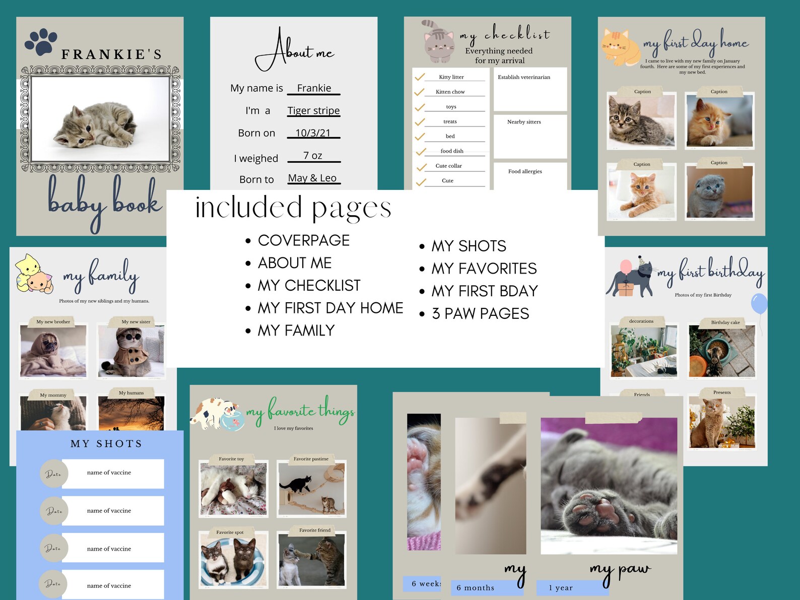 Kitten Photo Album Kitten Baby Book Cat Mom Kitty Mom Etsy