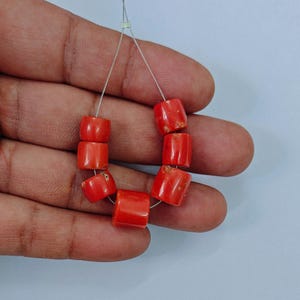 100% Natural Italian Red Coral Beads, Vintage Red Coral Tube Shape Beads Coral Polished Beads Gemstone, Sea Coral Beads Jewelry Making