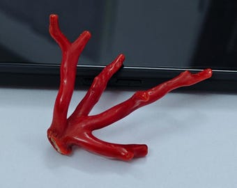 Poliertes rotes Korallenastmuster | Natürliche mediterrane Schmuck Versorgung