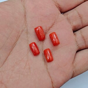 Vintage Italian Red Coral Cabochon Gemstone, Sea Coral Polished Loose Gemstone, Mediterranean Coral For Jewelry Making,