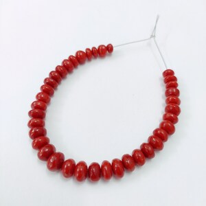100% Natural Italian Red Coral Beads, Red Coral Rondell Shape Loose Beads, Sea Coral Shiny Polish Beads Gemstone Beads Jewelry Making
