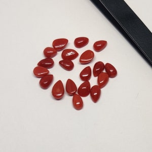 Coral Cabochon Pear Shape Lot Italian Red Coral Cabochon, 100% Natural Red Coral Oval Shape Gemstone, Sea Coral Shiny Polished Gemstone