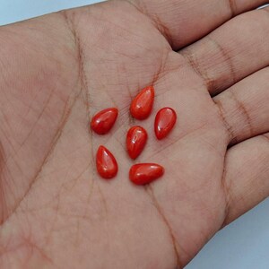 Vintage Italian Red Coral Cabochon Gemstone, Sea Coral Polished Loose Gemstone, Mediterranean Coral For Jewelry Making,
