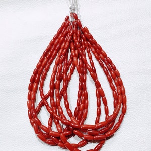 100%Natural Italian Red Coral Beads Red Coral Beads Smooth Polished Coral Beads Gemstone Mediterranean Coral Beads Loose Gemstone 1&quot;Strand