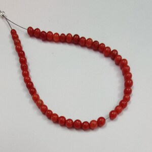 Natural Italy Sea Red Coral Beads: Shiny Polished Gemstone (4x3.5mm)