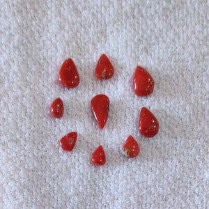 100% Natural Italian Red Coral Cabochon, Red Coral Gemstone, Sea Coral Smooth Polished Loose Gemstone, Coral For Jewelry Making,