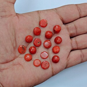 Vintage Italian Red Coral Cabochon Gemstone, Sea Coral Polished Loose Gemstone, Mediterranean Coral For Jewelry Making,