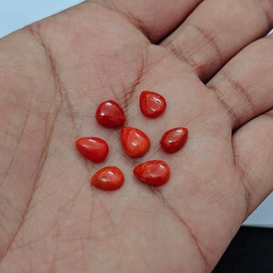 Vintage Italian Red Coral Cabochon Gemstone, Sea Coral Polished Loose Gemstone, Mediterranean Coral For Jewelry Making,