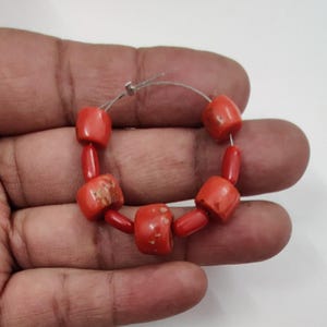 Vintage ! 100% Natural Italian Coral Beads, Loose Red Coral Beads Gemstone, Coral Shiny Polished Beads, Sea Red Coral Beads Jewelry Making
