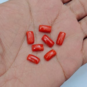 Vintage Italian Red Coral Cabochon Gemstone, Sea Coral Polished Loose Gemstone, Mediterranean Coral For Jewelry Making,