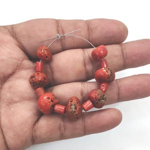 Vintage ! 100% Natural Italian Coral Beads, Loose Red Coral Beads Gemstone, Coral Shiny Polished Beads, Sea Red Coral Beads Jewelry Making