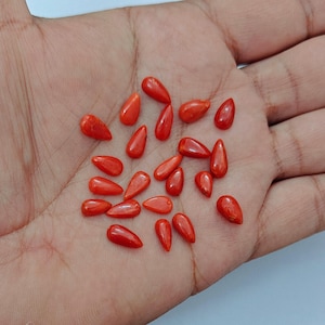 SALE Genuine Italian Red Coral Cabochon Gemstone, Sea Coral Polished Loose Gemstone, Mediterranean Coral For Jewelry Making,