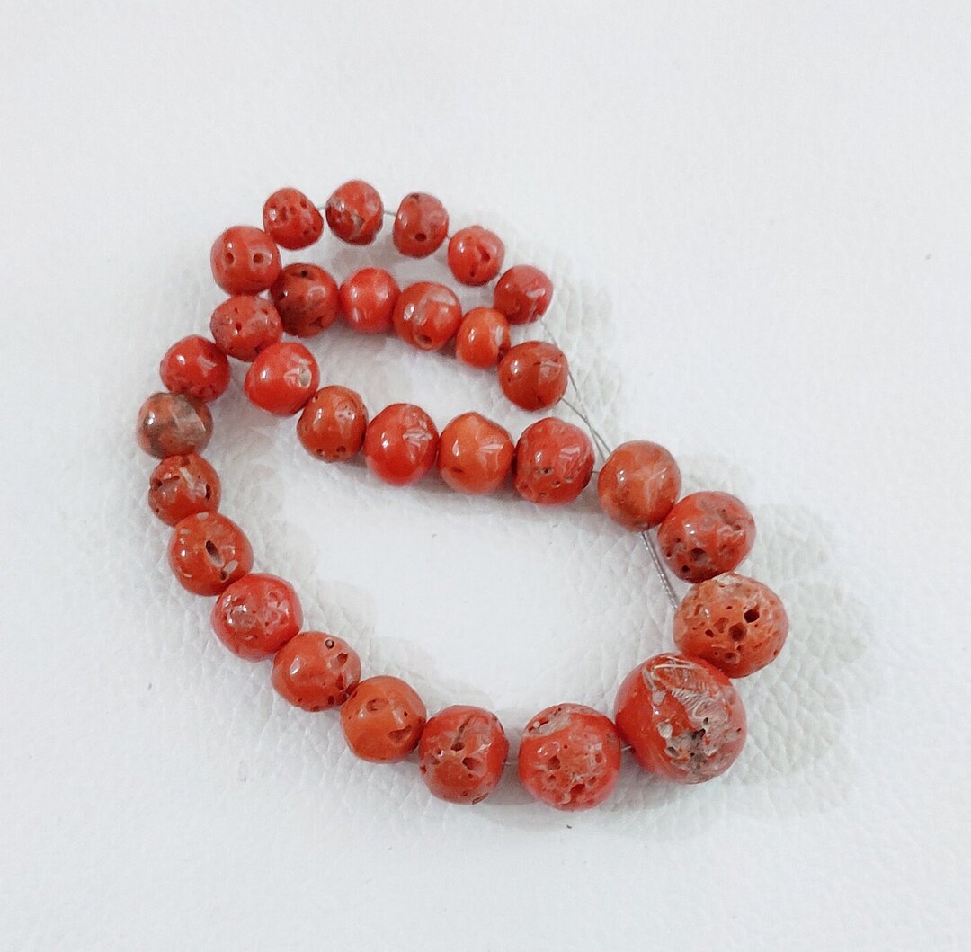 100natural Italian Redorange Coral Loose Beads, Mediterranean Loose