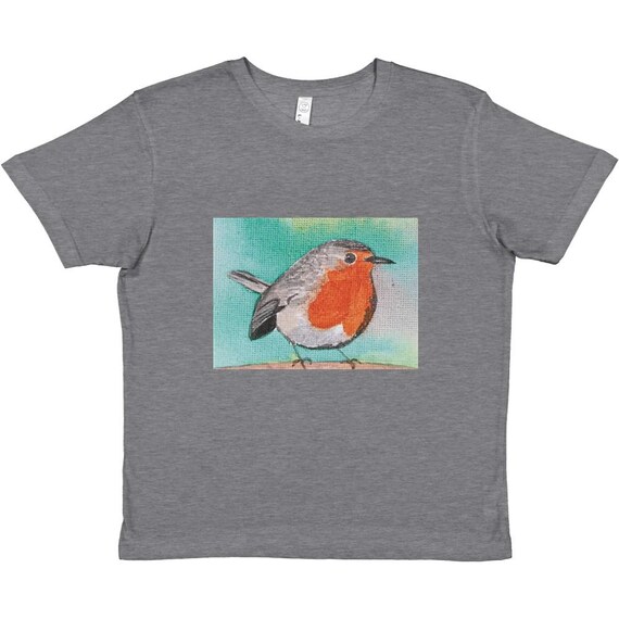 Premium Kids Crewneck T-shirt with my Original "Robin" design created from my original Canvas Painting