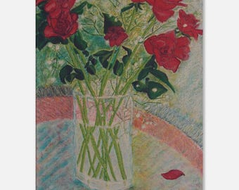 Canvas Print of my original artwork "Roses in a Vase" created from my original painting