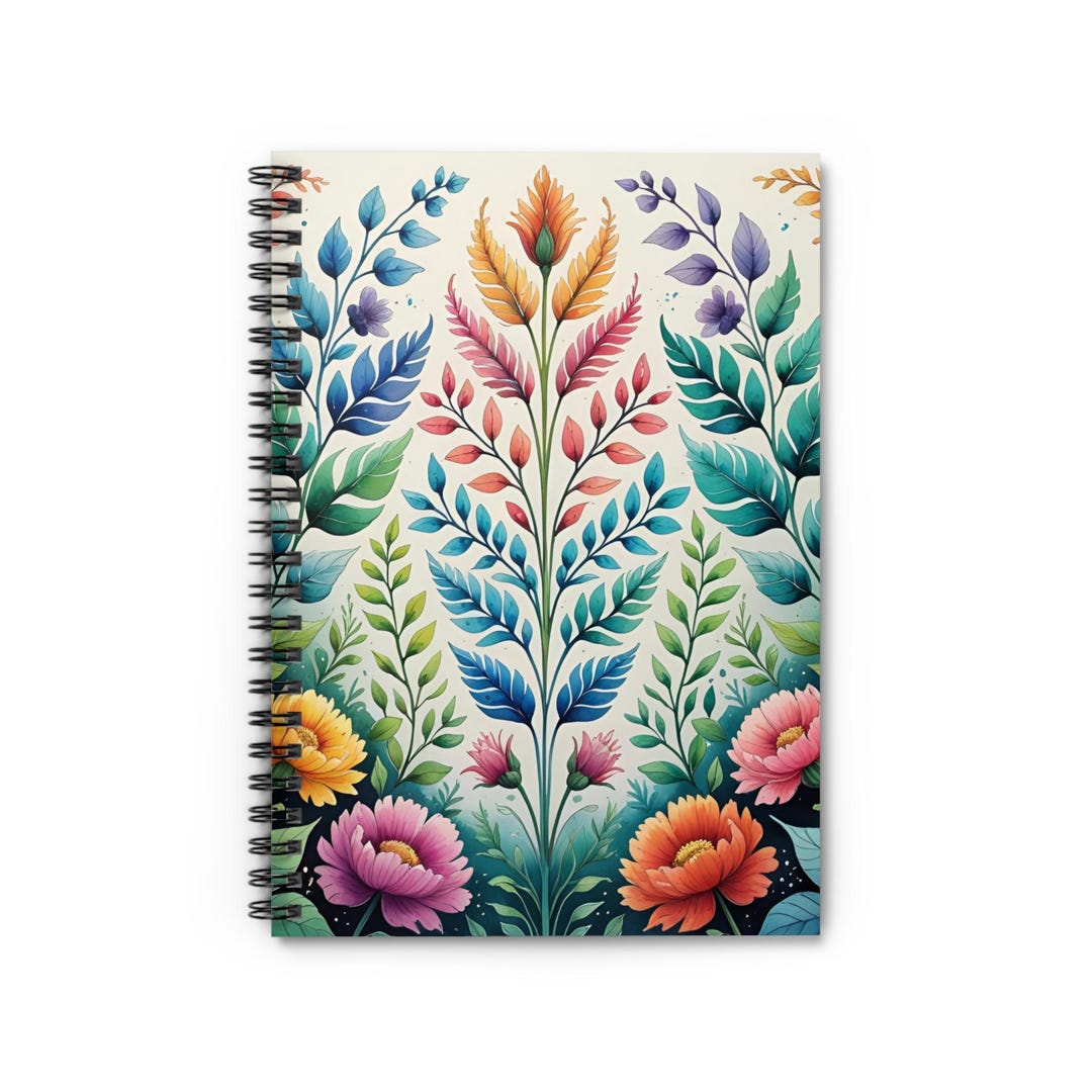 Floral Spiral Notebook: Ruled Pages, Interior Pocket - 6x8" Journal - Etsy
