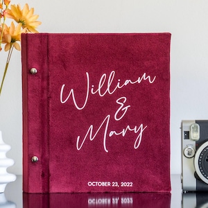 Personalized Wedding Photo Album: Velvet or Linen Cover, Self-Adhesive
