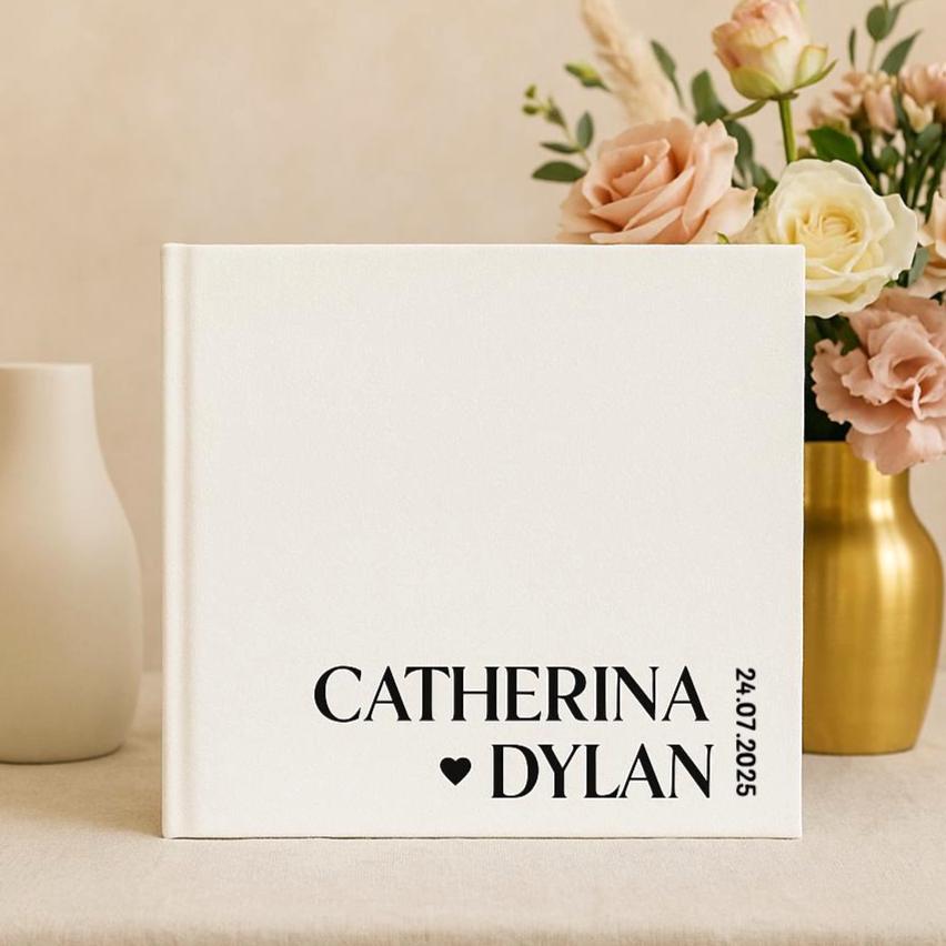Personalized White Wedding Guest Book: Instax Polaroid Photo Album
