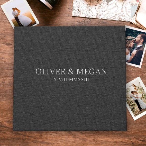 Lay Flat Wedding Album with Printed Photos, Custom Wedding Photo Album With Gold Foil, Traditional Wedding Album, Bride and Groom Album