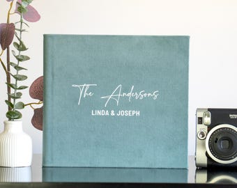 Water Green Wedding Guest Book: White Foil Polaroid Album