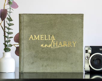 Custom Velvet Wedding Guest Book: Instax Photo Album