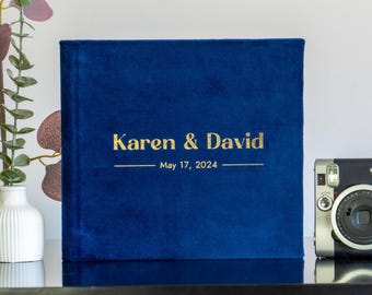 Custom Wedding Guest Book: Velvet Cover, Personalized Signing Book