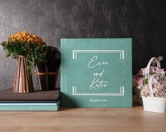 Wedding Guest Book Custom Wedding Album Water Green With Foil White Lettering Wedding Welcome Book Instax Memory Book Instax Guest Sign Book