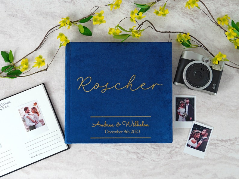 wedding guest book navy blue