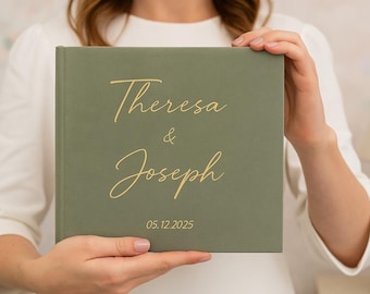 Personalized Wedding Guest Book: Linen Reception Album, Engagement Memory Book