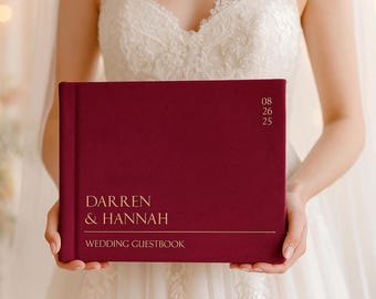 Custom Wedding Guest Book: Polaroid Photo Album, Linen Cover, Personalized Wedding Guestbook Signing Book for Reception