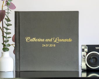 Personalized Wedding Guest Book: Instax Photo Album, Suede or Linen Cover