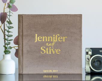 Velvet Wedding Guest Book: Rustic Polaroid Photo Album