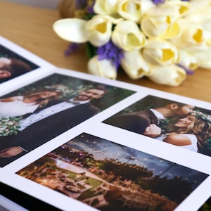 Luxury Lay Flat Wedding Photo Album – Traditional Printed Wedding Book, Custom Journal Album, Suede Cover Elegant Wedding Gift