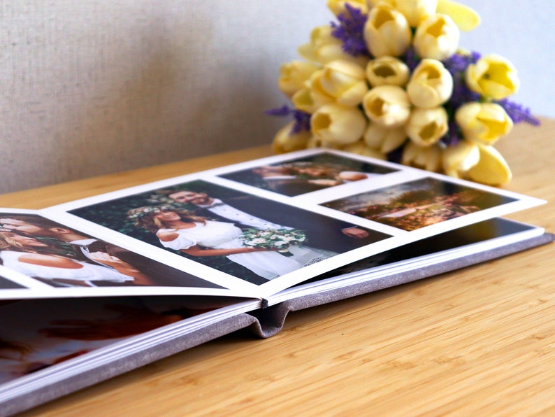 Lay Flat Wedding Album Wedding Photo Album With Gold Foil Etsy