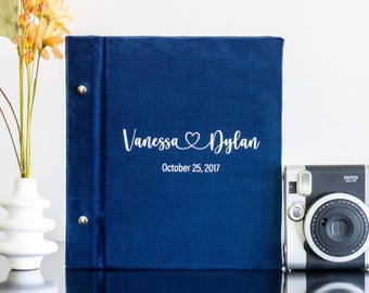 Personalized Velvet Wedding Album: Self-Adhesive Photo Album