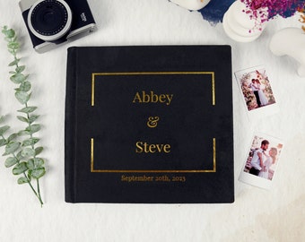 Instax Guest Book Wedding Welcome Book Custom Picture Book Instax Black Memory Book Guest Book Gold Foil Personalized Instant Photo Book