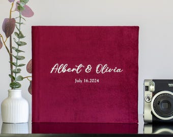 Personalized Wedding Guest Book: Gold Lettering, Photo Booth Album
