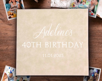 Modern Birthday Guest Book Personalized 40th, 50th, 60th, 70th Birthday Guestbook Birthday Gift Instax Birthday Book Polaroid Birthday Sign