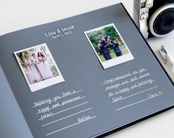 Black Page Wedding Guest Book, Photo Guest Book Album, Guest Book with White Pen, Wedding Memory Book, Personalized Wedding Guestbook