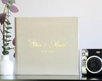 Custom Wedding Guest Book: Cream Album with Gold Foil