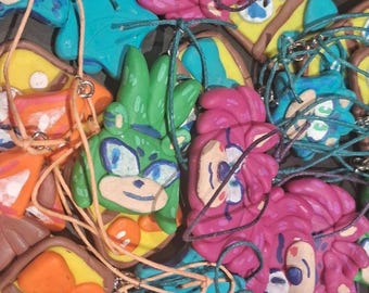 Hand Made Clay Charms Inspired by Different Fandoms (Mainly Sonic and Tomadachi Life)