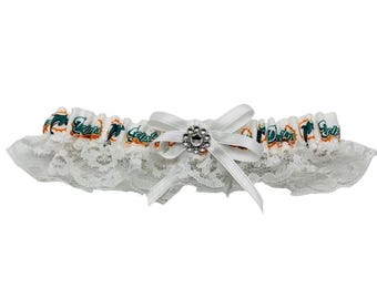 Miami Dolphins Football Inspired Wedding Bridal Garter Belt Set W/ White  Lace - Etsy
