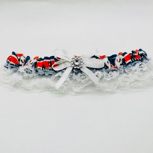Miami inspired Wedding Garter, Sports Garter, Wedding Accessory, gifts, sports team garters, Hurricanes inspired wedding garter