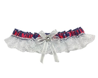 Ole Miss inspired Wedding Garter, Sports Garter, Wedding Accessory, gifts, sports team garters, wedding garters