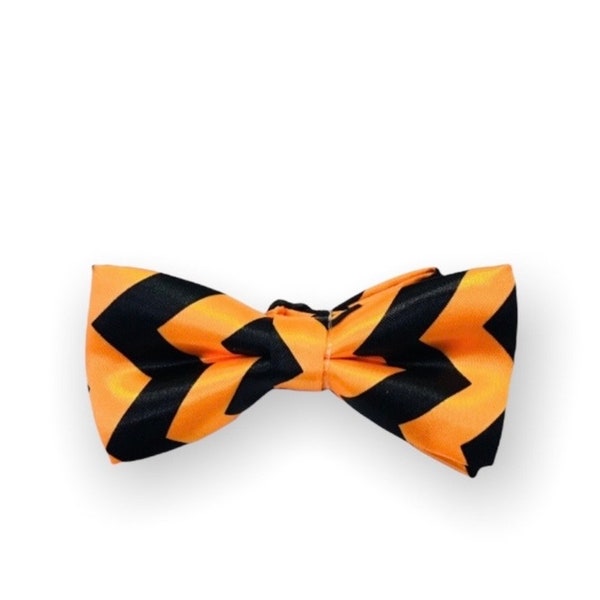 Orange and Black Chevron Patterned Kids Bow Tie/pet bow tie/dog bow tie/hairbow/Wedding/Halloween/Costume