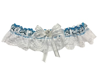 Philadelphia Eagles Inspired White Lace Football Wedding Garter Belt Set