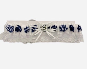 Penn State inspired Wedding Garter, Sports Garter, Wedding Accessory, Nittany Lions inspired sports team garters, wedding garter