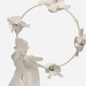 White Flower Girl Headband, floral head wreath, flower crown, flower tiara