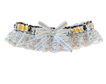 Steelers inspired Wedding Garter, Sports Garter, Wedding Accessory, gifts, sports team garters, wedding garter