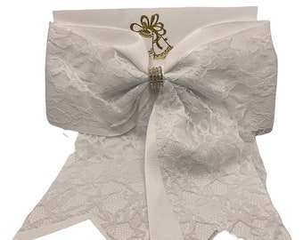 White Lace Flowergirl Hair Bow Hair clip